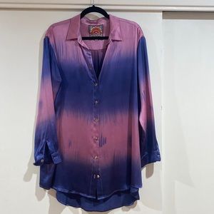 Johnny Was Silk Extra Long Oversized Shirt